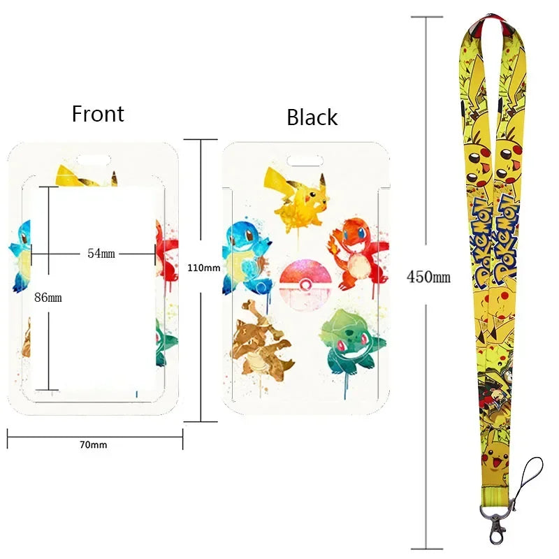 Anime Character Lanyard & Card Holder Set — Stained Glass Art Style | Multiple Variants