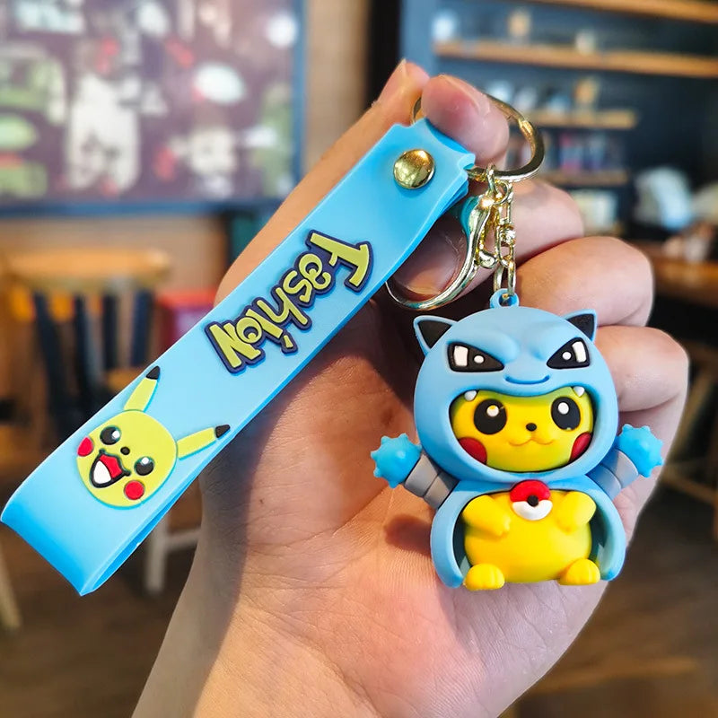 Kawaii Anime Cosplay Character Keychain — Rubber Figure Charm | Wrist Strap