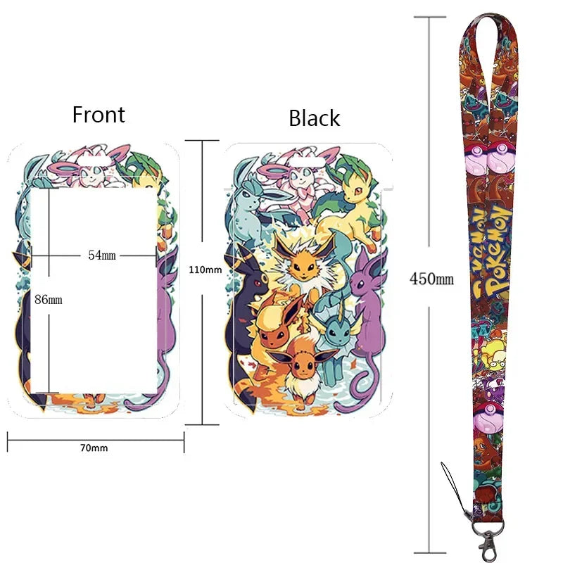 Anime Character Lanyard & Card Holder Set — Stained Glass Art Style | Multiple Variants