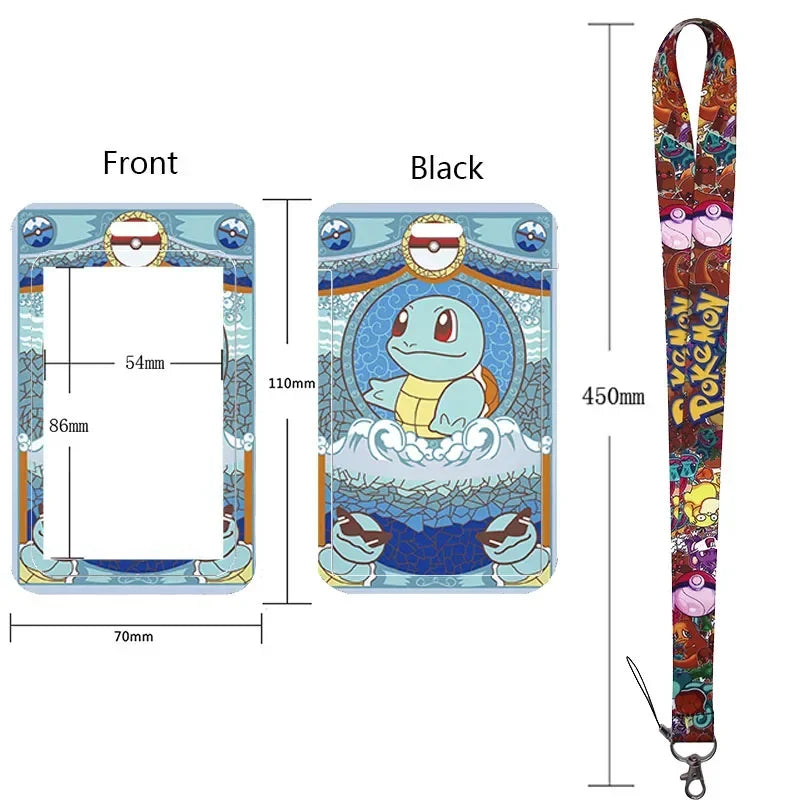 Anime Character Lanyard & Card Holder Set — Stained Glass Art Style | Multiple Variants