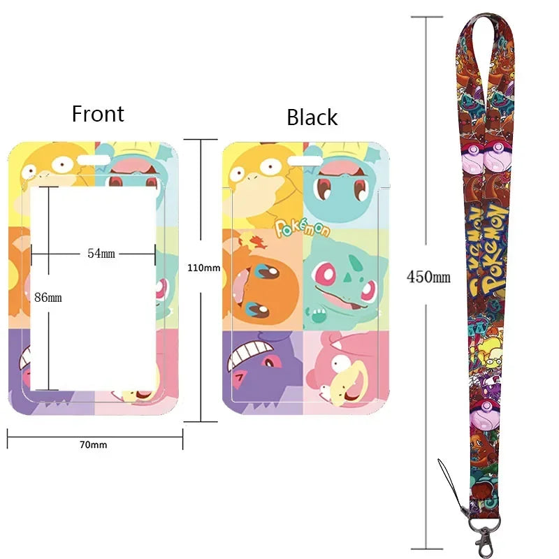 Anime Character Lanyard & Card Holder Set — Stained Glass Art Style | Multiple Variants