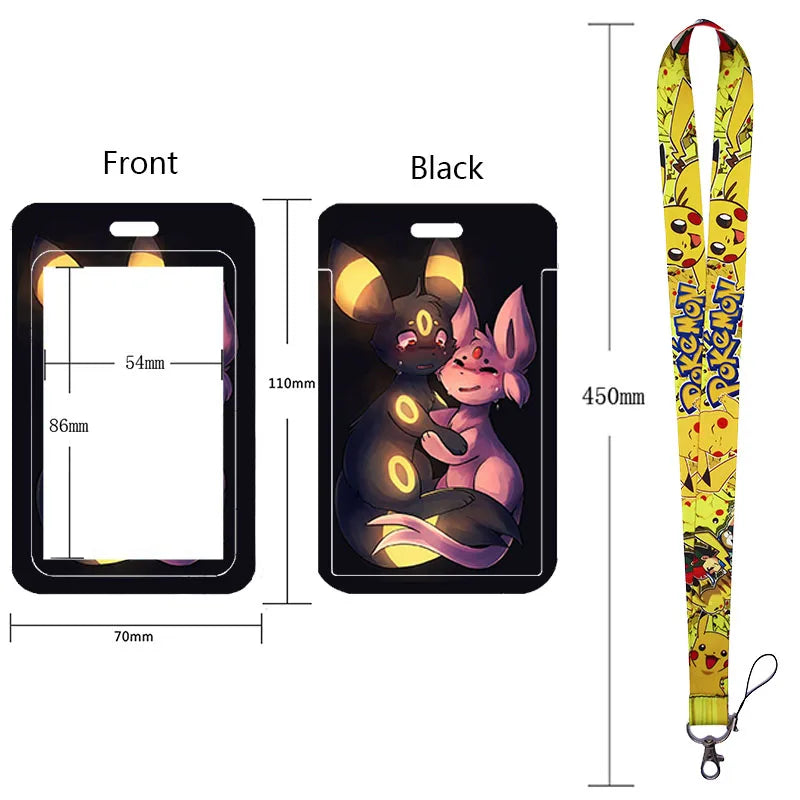 Anime Character Lanyard & Card Holder Set — Stained Glass Art Style | Multiple Variants