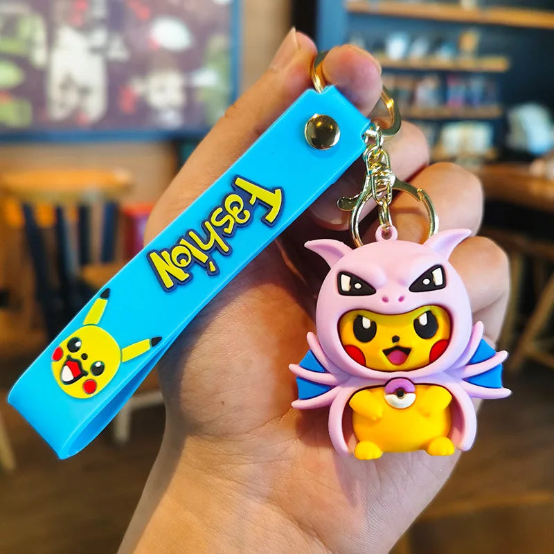 Kawaii Anime Cosplay Character Keychain — Rubber Figure Charm | Wrist Strap