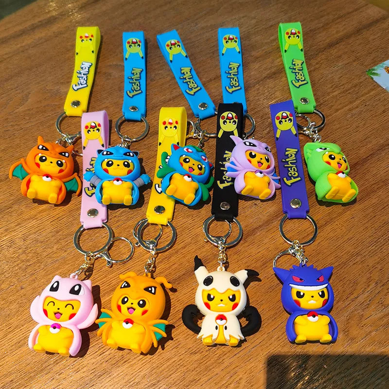 Kawaii Anime Cosplay Character Keychain — Rubber Figure Charm | Wrist Strap