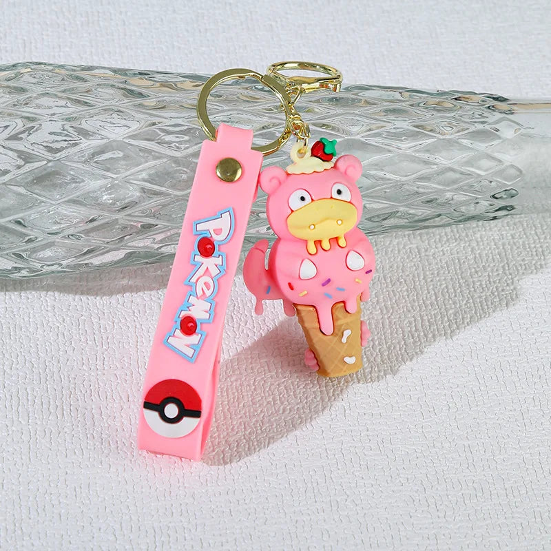 Ice Cream Cone Character Keychain — Cute Rubber Figure Charm