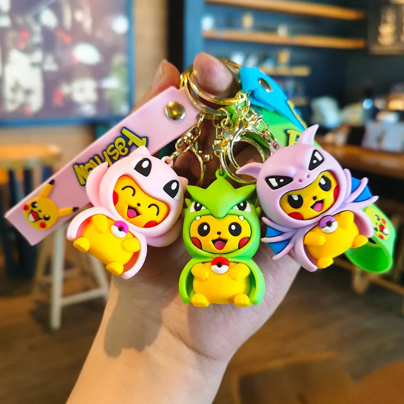 Kawaii Anime Cosplay Character Keychain — Rubber Figure Charm | Wrist Strap