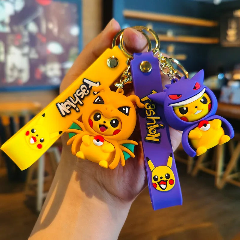 Kawaii Anime Cosplay Character Keychain — Rubber Figure Charm | Wrist Strap