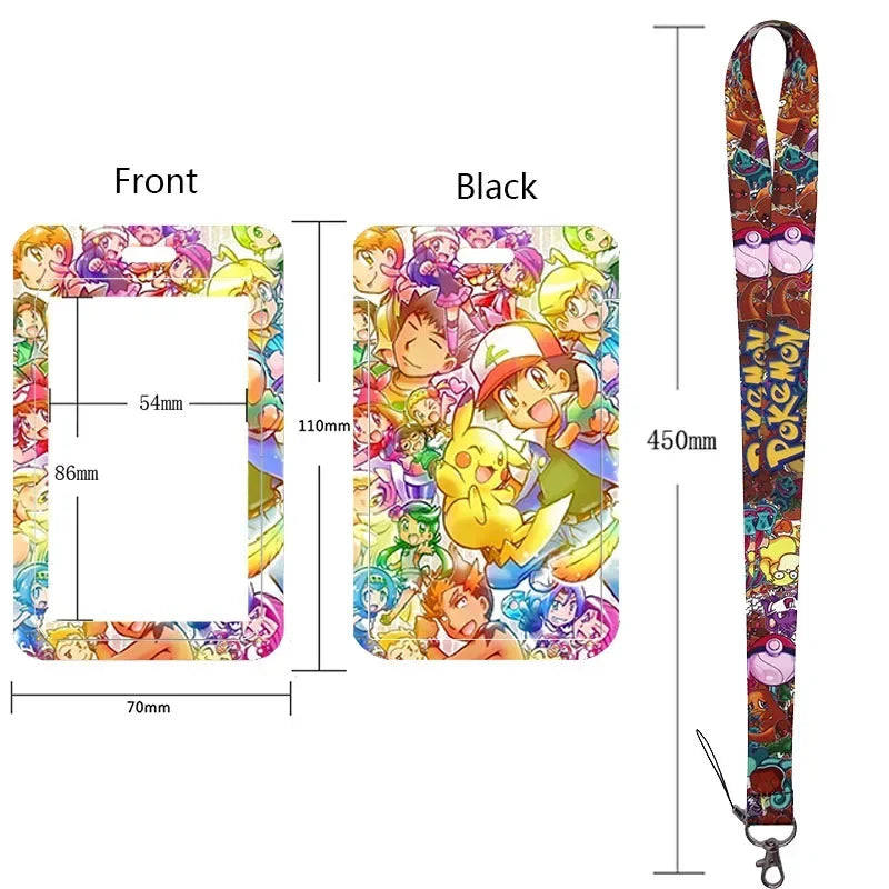 Anime Character Lanyard & Card Holder Set — Stained Glass Art Style | Multiple Variants