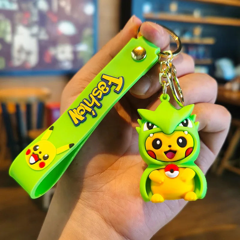 Kawaii Anime Cosplay Character Keychain — Rubber Figure Charm | Wrist Strap