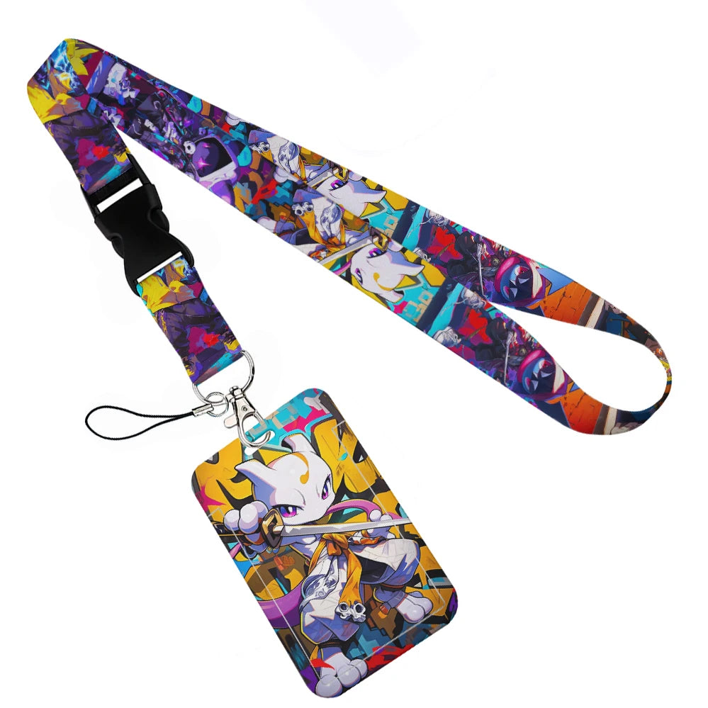 Anime Character Lanyard with Sliding Card Holder — Quick Release | Holds 2 Cards
