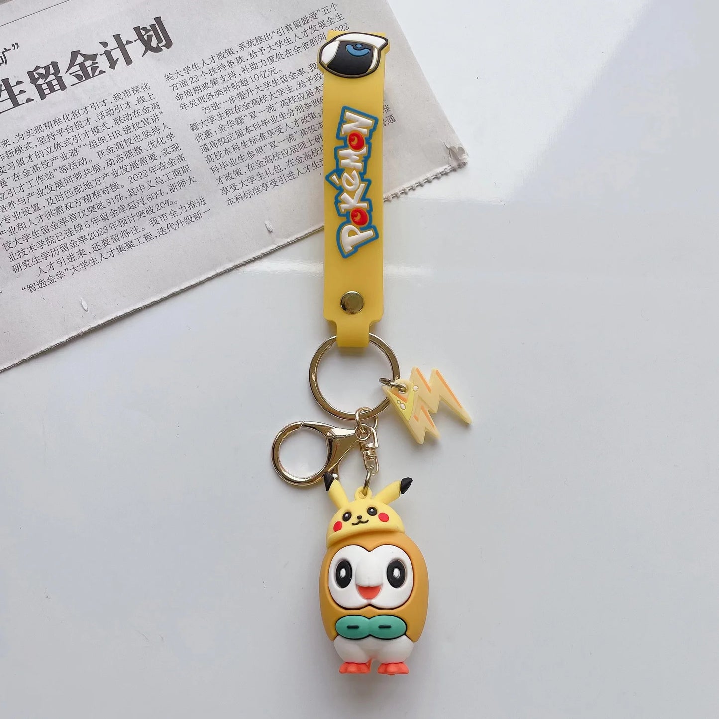 Kawaii Anime Cosplay Character Keychain — 3D Rubber Figure with Lightning Charm
