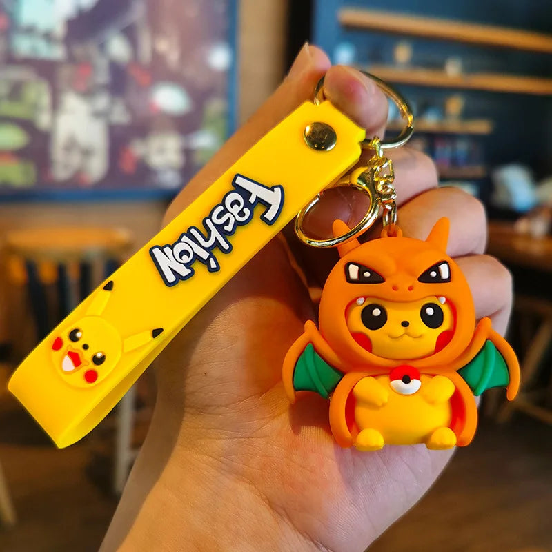 Kawaii Anime Cosplay Character Keychain — Rubber Figure Charm | Wrist Strap