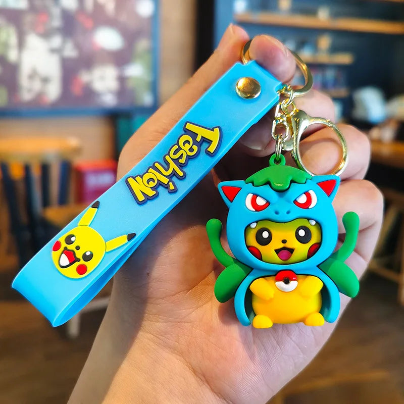 Kawaii Anime Cosplay Character Keychain — Rubber Figure Charm | Wrist Strap