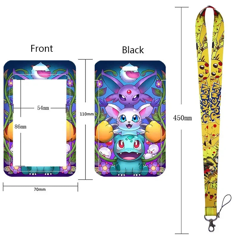 Anime Character Lanyard & Card Holder Set — Stained Glass Art Style | Multiple Variants