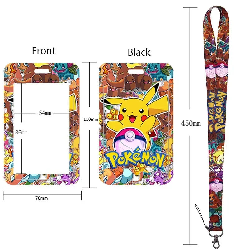 Anime Character Lanyard & Card Holder Set — Stained Glass Art Style | Multiple Variants
