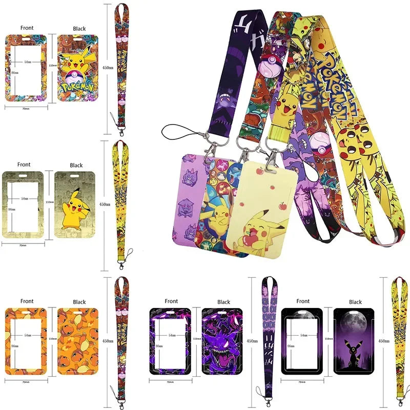 Anime Character Lanyard & Card Holder Set — Stained Glass Art Style | Multiple Variants
