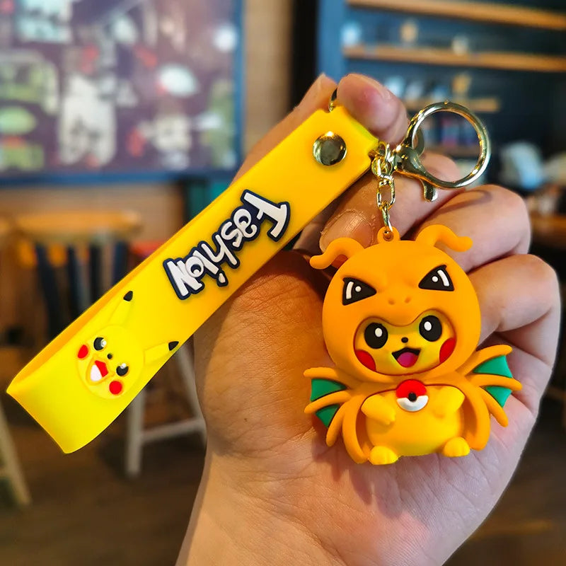 Kawaii Anime Cosplay Character Keychain — Rubber Figure Charm | Wrist Strap