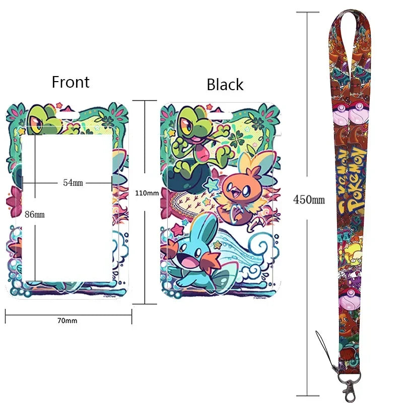 Anime Character Lanyard & Card Holder Set — Stained Glass Art Style | Multiple Variants