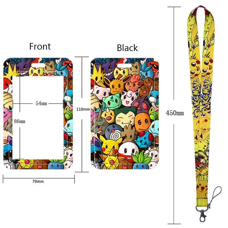 Anime Character Lanyard & Card Holder Set — Stained Glass Art Style | Multiple Variants