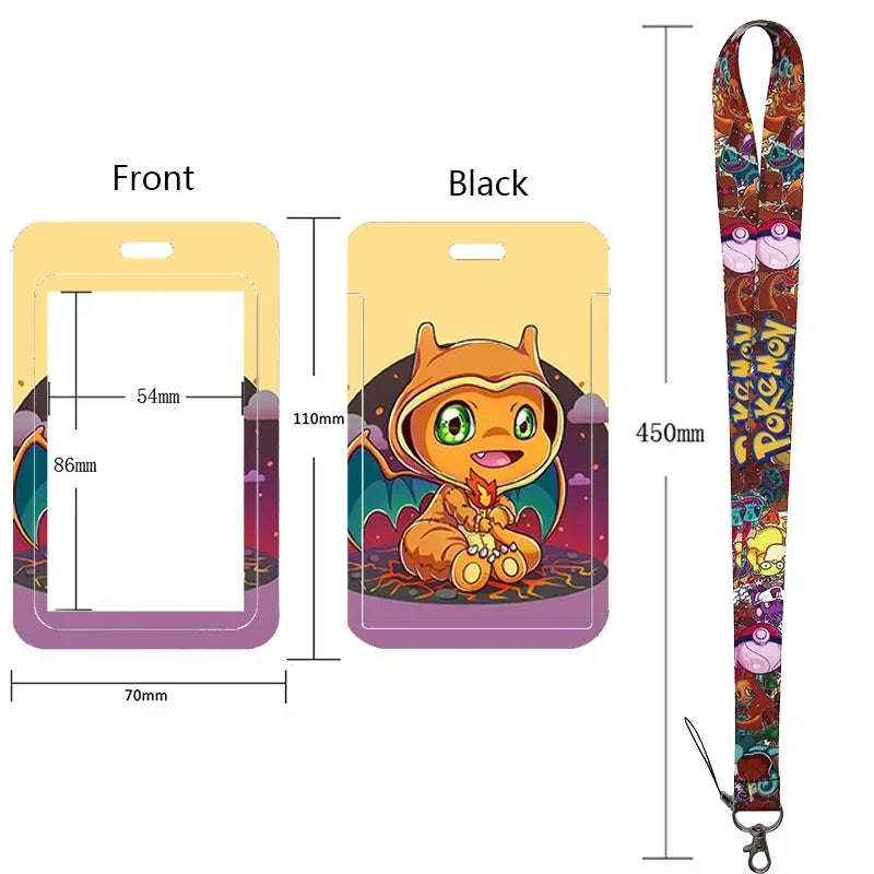 Anime Character Lanyard & Card Holder Set — Stained Glass Art Style | Multiple Variants