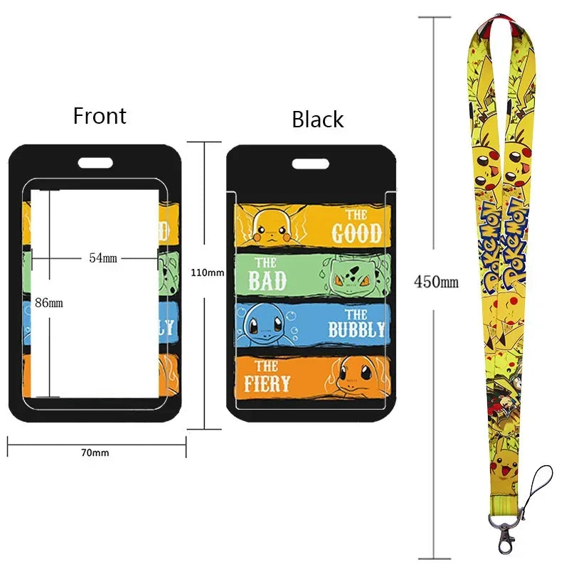 Anime Character Lanyard & Card Holder Set — Stained Glass Art Style | Multiple Variants