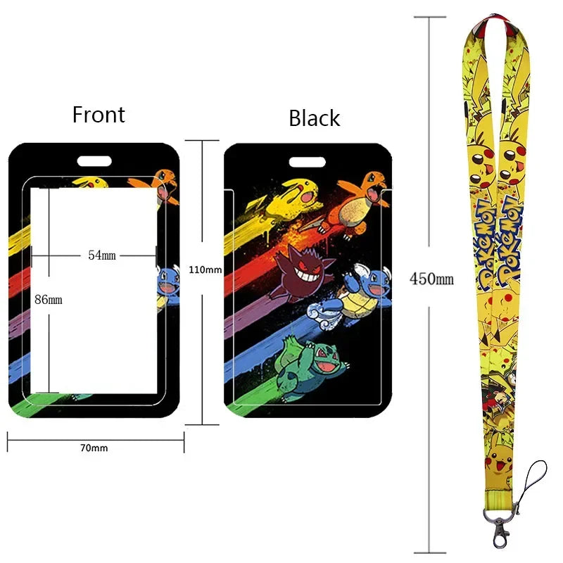 Anime Character Lanyard & Card Holder Set — Stained Glass Art Style | Multiple Variants