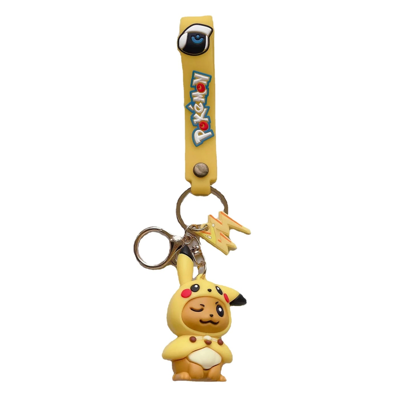 Kawaii Anime Cosplay Character Keychain — 3D Rubber Figure with Lightning Charm