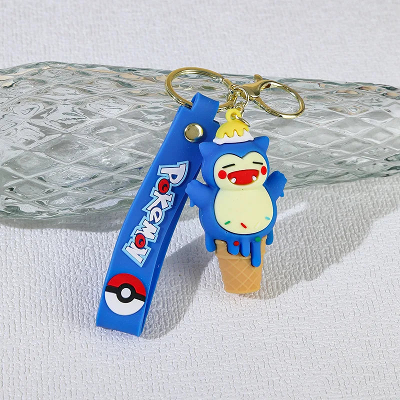 Ice Cream Cone Character Keychain — Cute Rubber Figure Charm