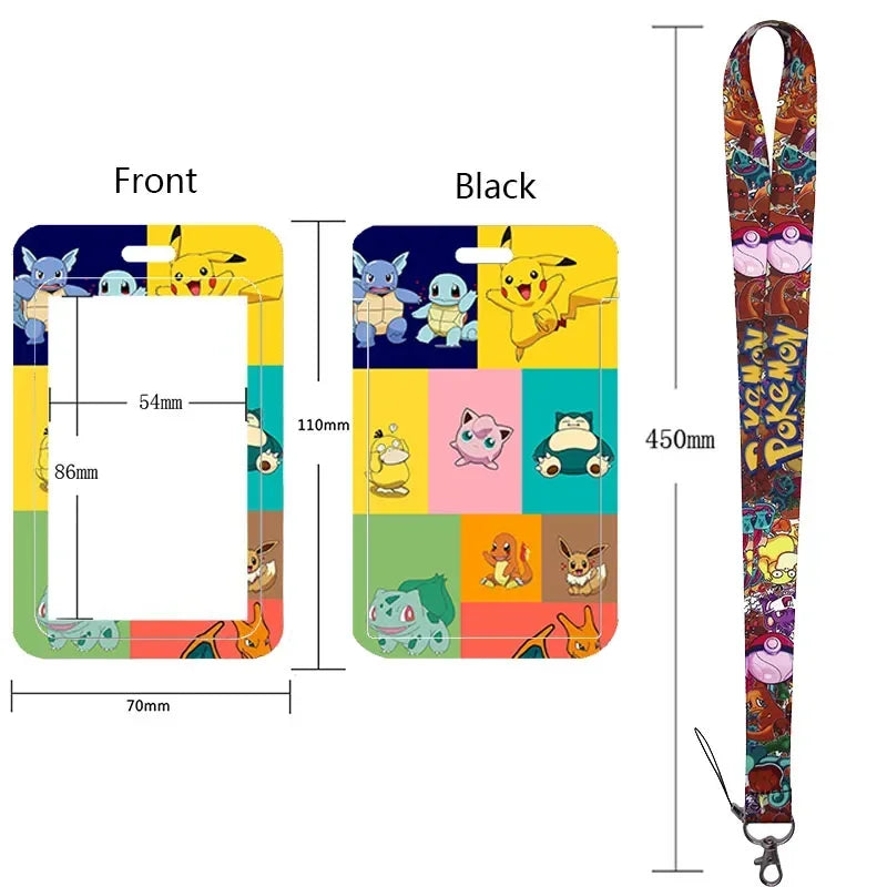 Anime Character Lanyard & Card Holder Set — Stained Glass Art Style | Multiple Variants