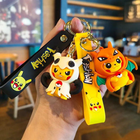 Kawaii Anime Cosplay Character Keychain — Rubber Figure Charm | Wrist Strap