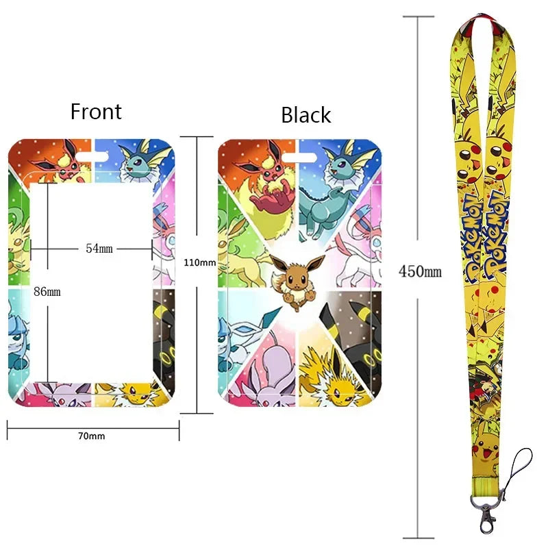 Anime Character Lanyard & Card Holder Set — Stained Glass Art Style | Multiple Variants