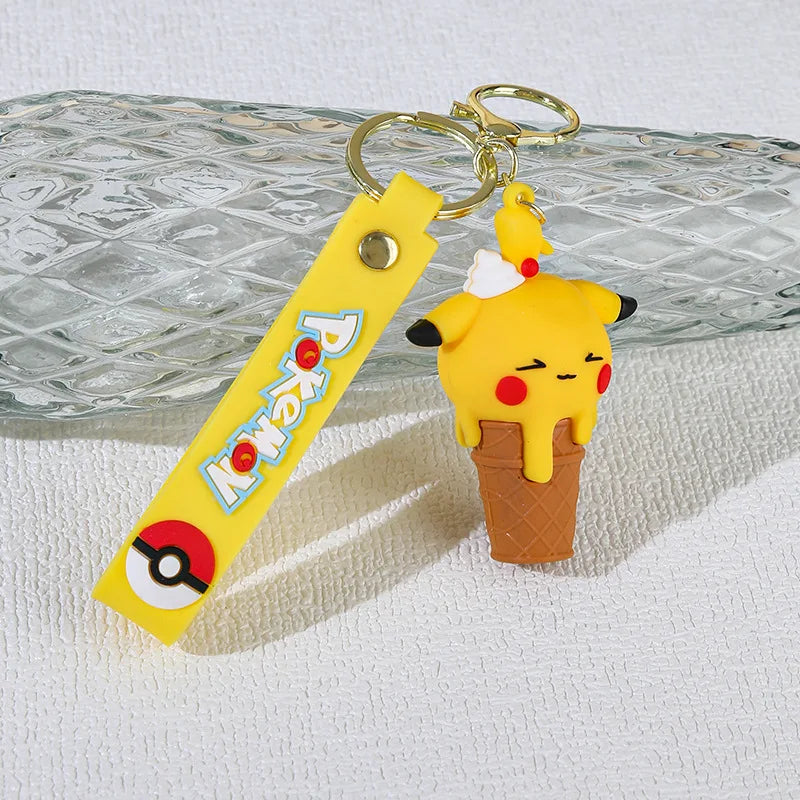 Ice Cream Cone Character Keychain — Cute Rubber Figure Charm