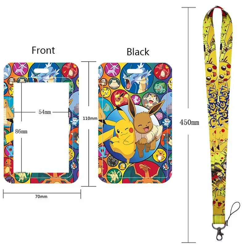 Anime Character Lanyard & Card Holder Set — Stained Glass Art Style | Multiple Variants