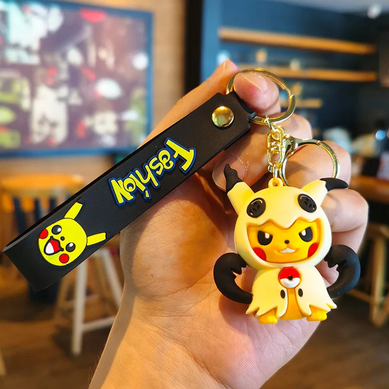 Kawaii Anime Cosplay Character Keychain — Rubber Figure Charm | Wrist Strap