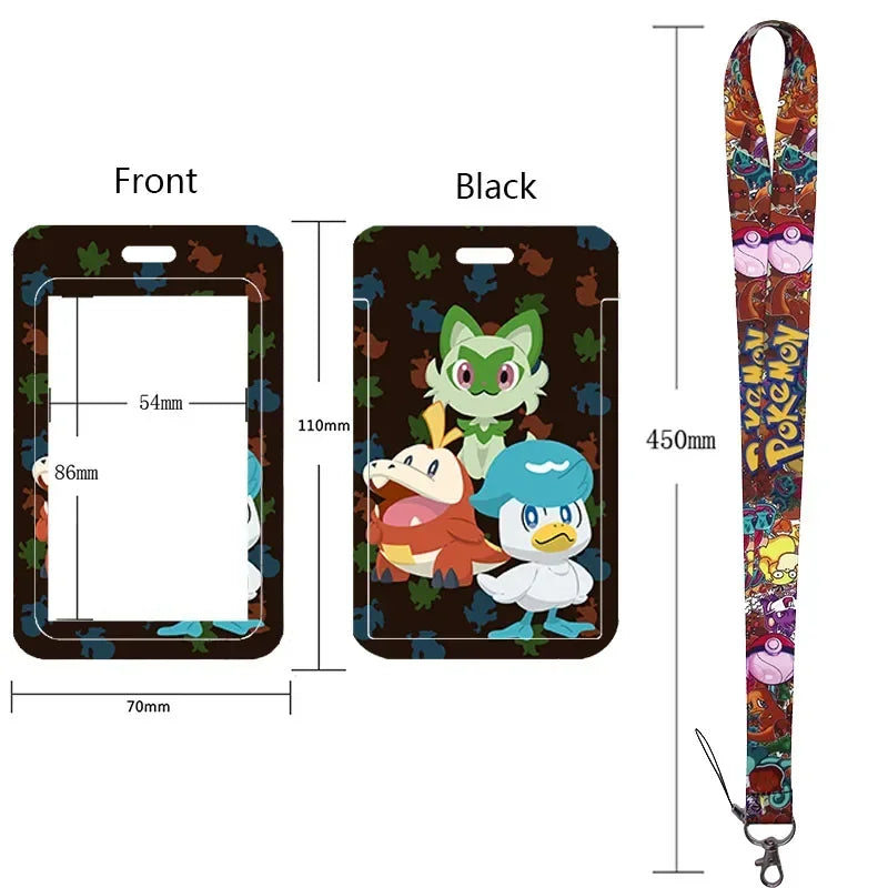 Anime Character Lanyard & Card Holder Set — Stained Glass Art Style | Multiple Variants