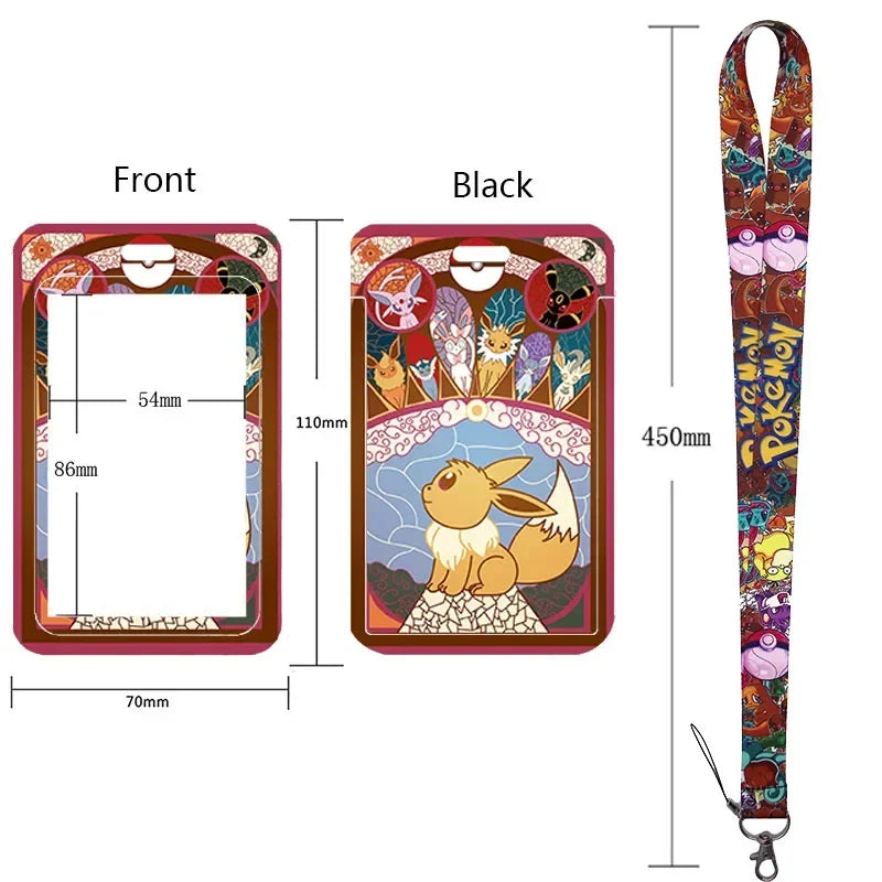 Anime Character Lanyard & Card Holder Set — Stained Glass Art Style | Multiple Variants