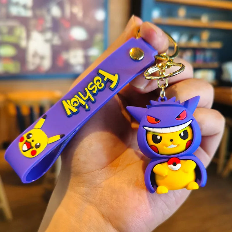 Kawaii Anime Cosplay Character Keychain — Rubber Figure Charm | Wrist Strap