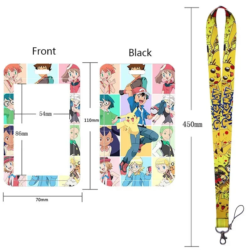 Anime Character Lanyard & Card Holder Set — Stained Glass Art Style | Multiple Variants