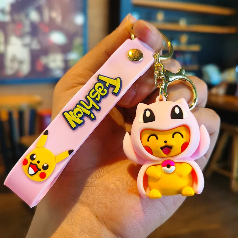 Kawaii Anime Cosplay Character Keychain — Rubber Figure Charm | Wrist Strap