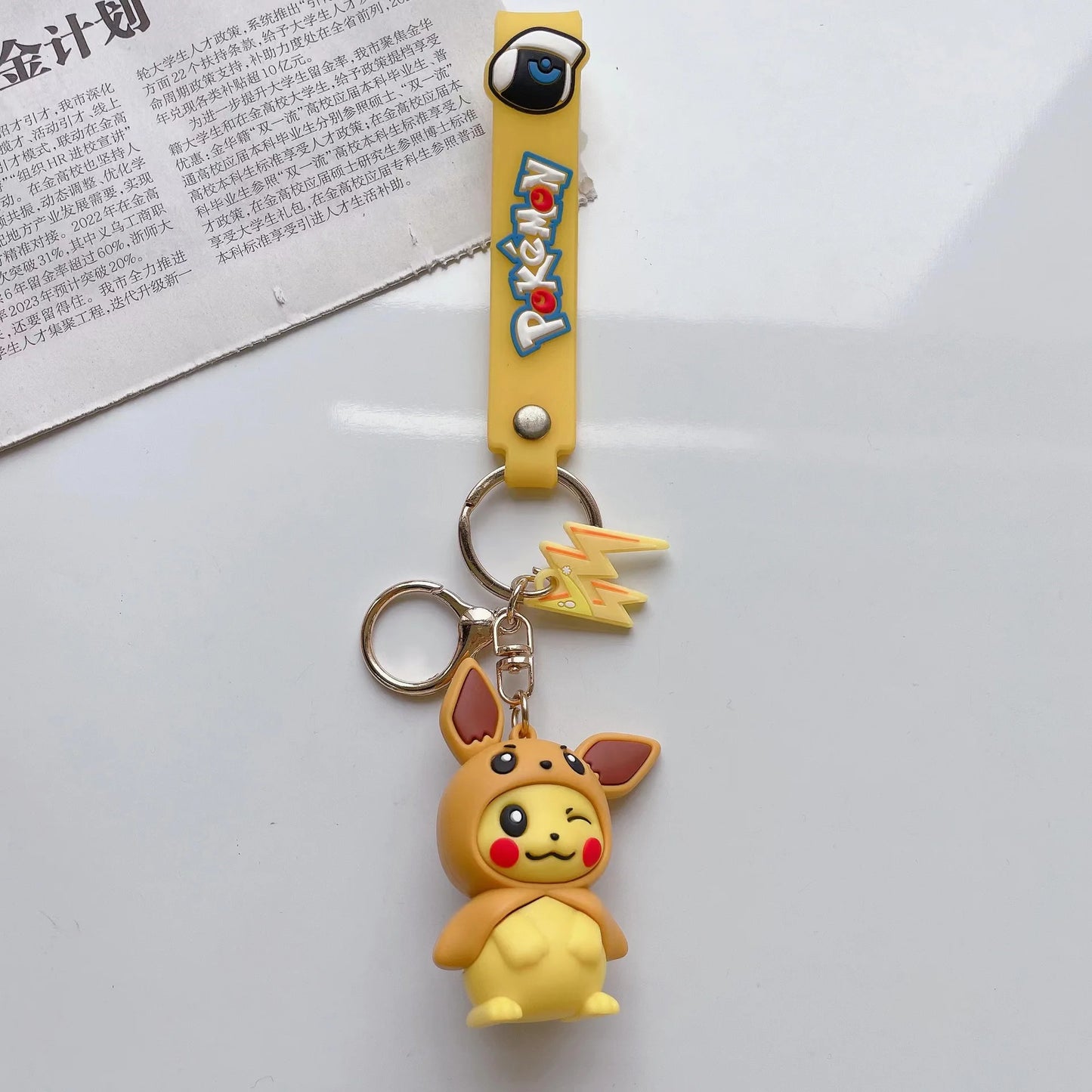 Kawaii Anime Cosplay Character Keychain — 3D Rubber Figure with Lightning Charm