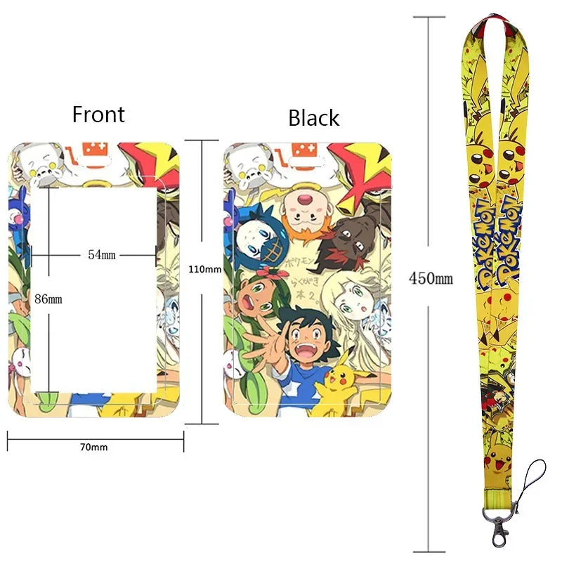 Anime Character Lanyard & Card Holder Set — Stained Glass Art Style | Multiple Variants