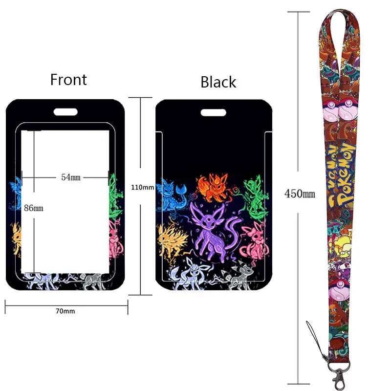 Anime Character Lanyard & Card Holder Set — Stained Glass Art Style | Multiple Variants