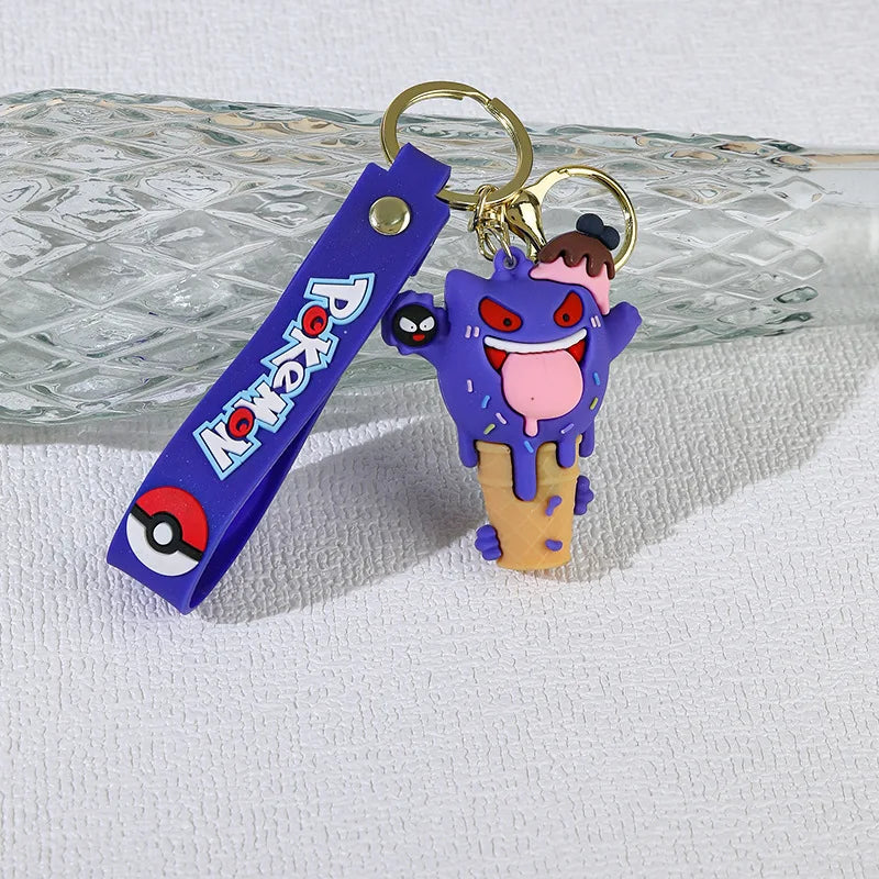 Ice Cream Cone Character Keychain — Cute Rubber Figure Charm