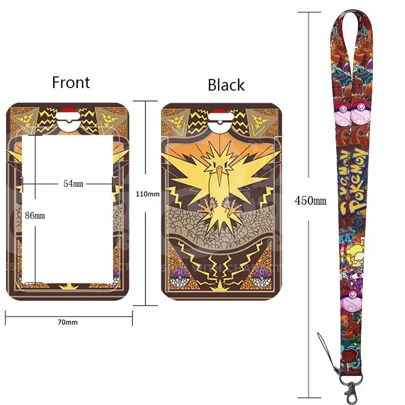 Anime Character Lanyard & Card Holder Set — Stained Glass Art Style | Multiple Variants