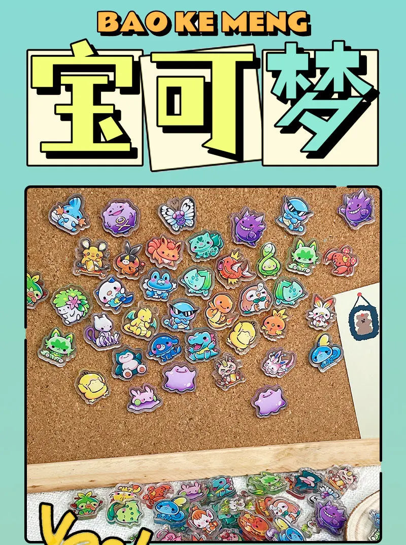 Kawaii Anime Character Acrylic Fridge Magnets — Double Sided Transparent