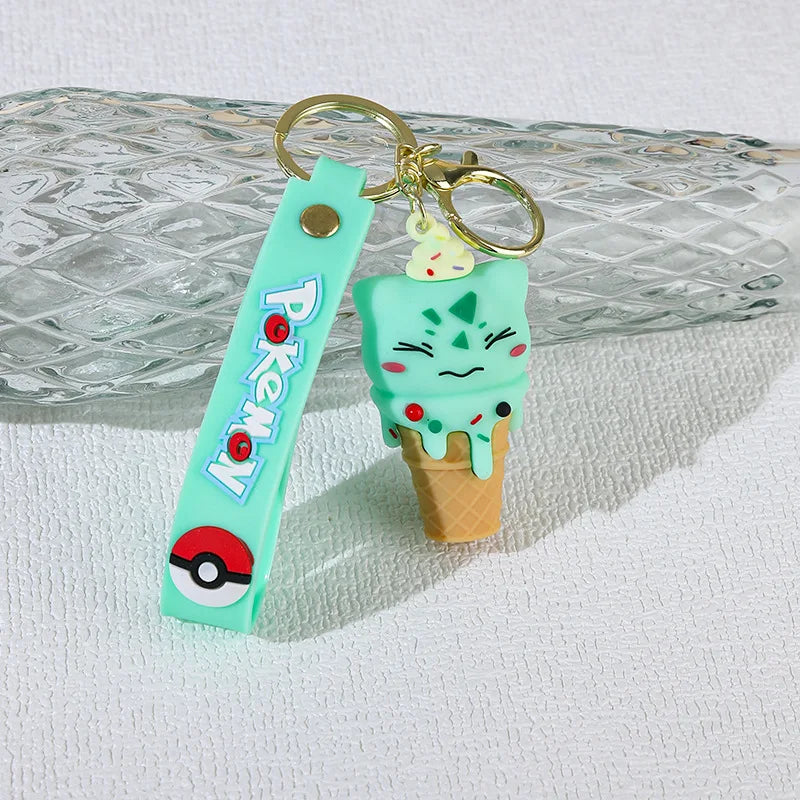 Ice Cream Cone Character Keychain — Cute Rubber Figure Charm