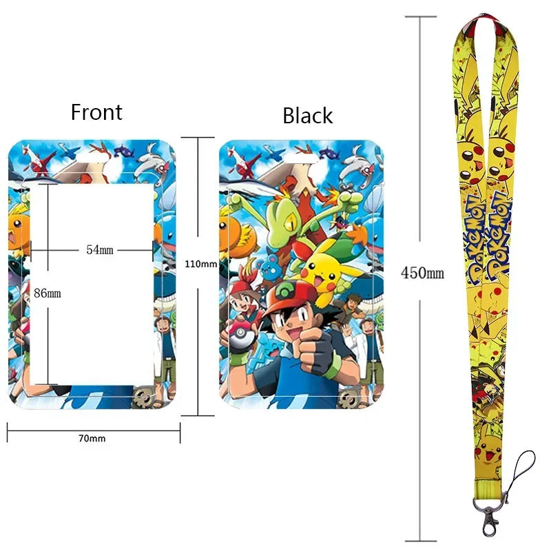 Anime Character Lanyard & Card Holder Set — Stained Glass Art Style | Multiple Variants