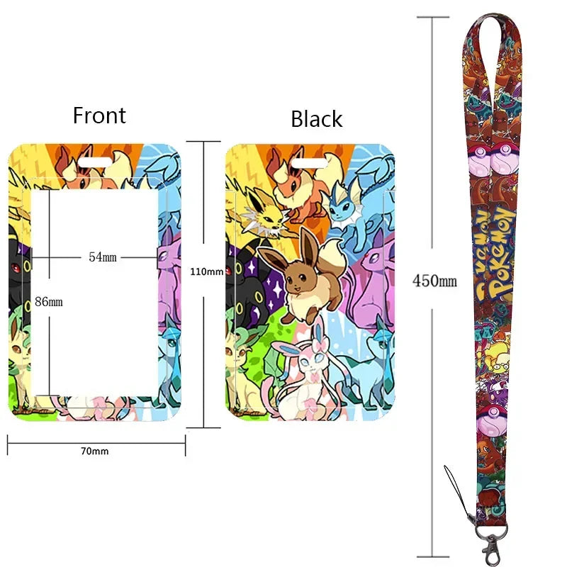 Anime Character Lanyard & Card Holder Set — Stained Glass Art Style | Multiple Variants