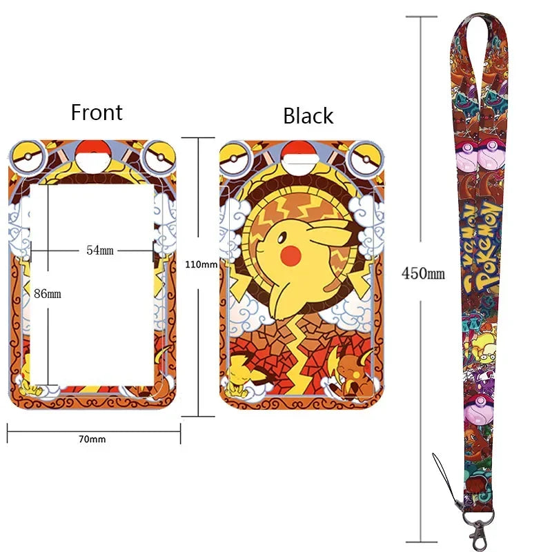 Anime Character Lanyard & Card Holder Set — Stained Glass Art Style | Multiple Variants