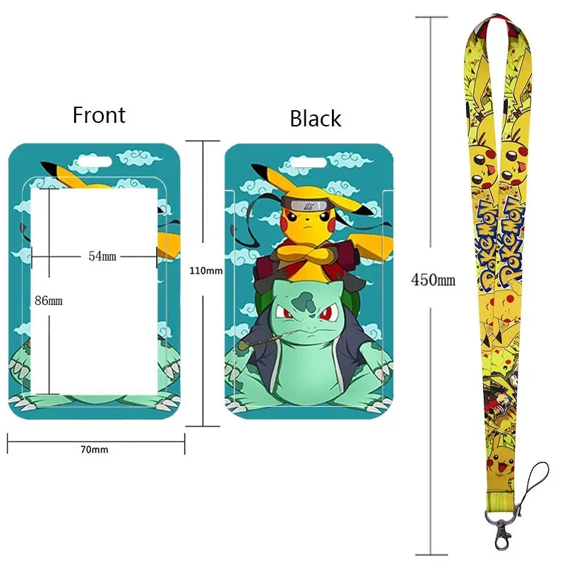 Anime Character Lanyard & Card Holder Set — Stained Glass Art Style | Multiple Variants